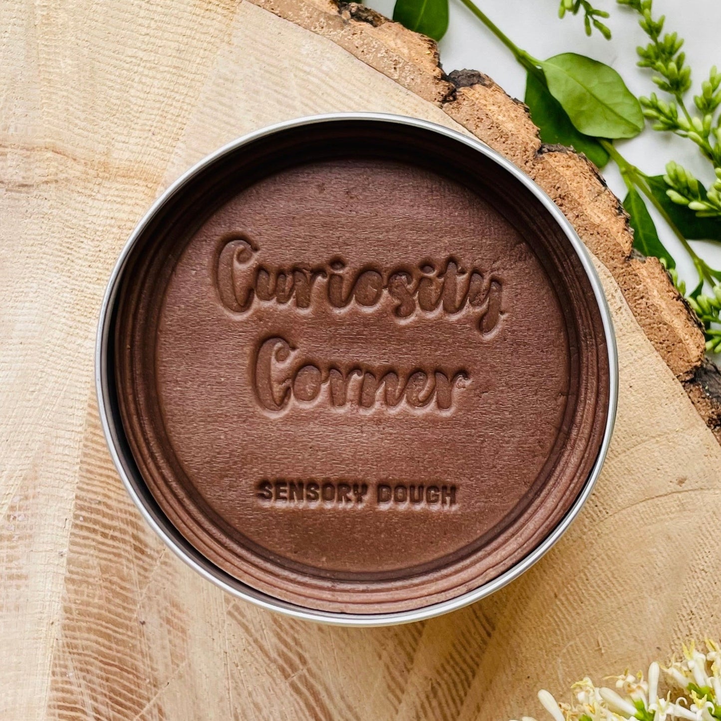 Tin of Curiosity Corner Sensory Dough in Pinecone Brown