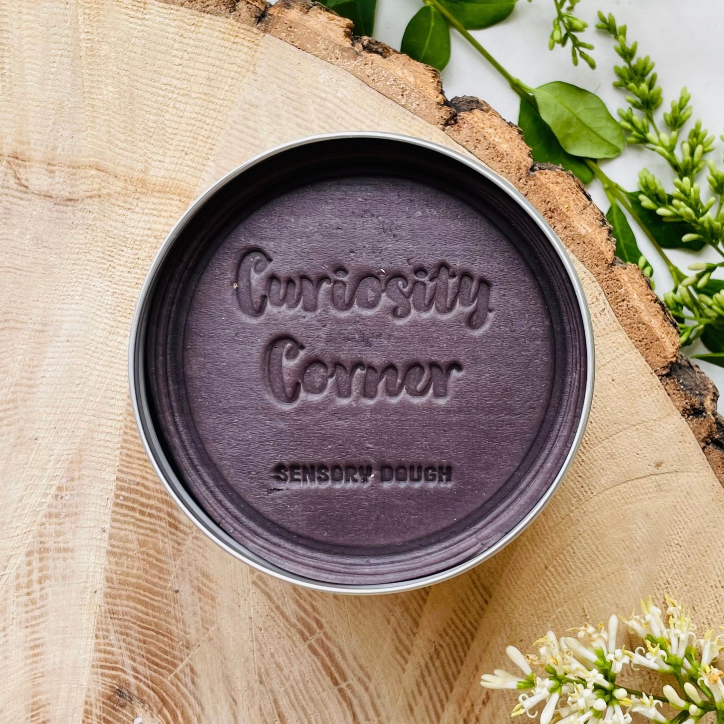 Tin of Curiosity Corner sensory dough in Night Sky Black